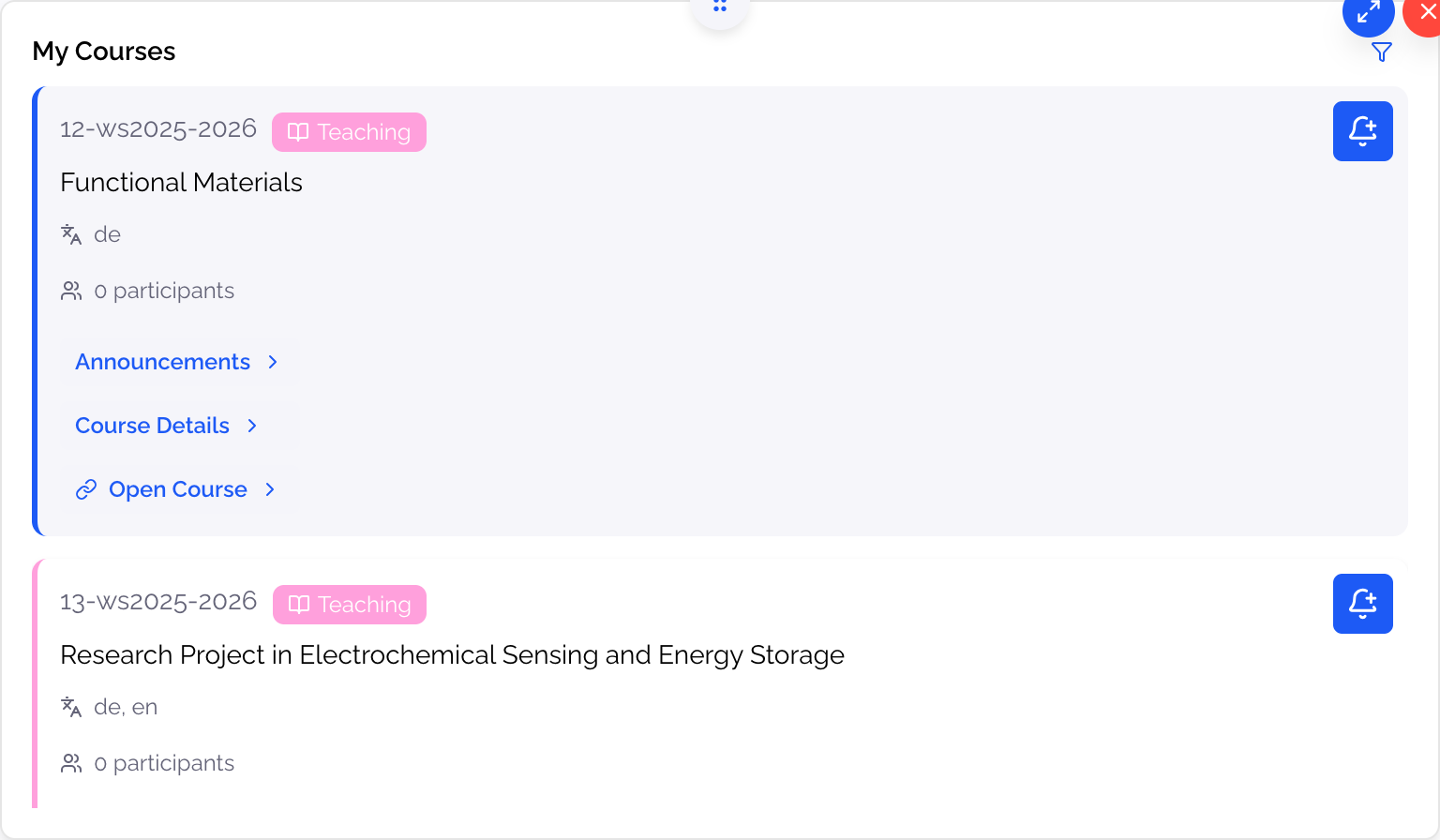 MyCourses preview